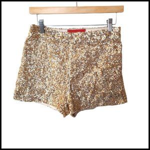 Akira Chicago Red Label Gold Sequin High Rise Shorts S Small Holiday Party